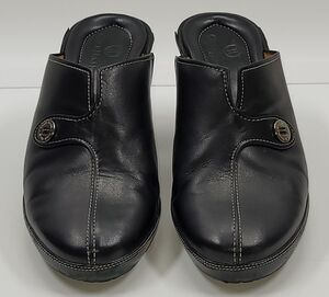 Cole Haan Black Leather Platform Mule Clogs with Contrast Stitching Women’s 8